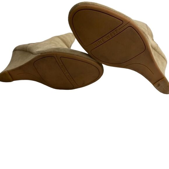 Nine West Women's Gottarun Wedge Leather Suede Light Brown Taupe Boots Size 9 - Picture 8 of 10